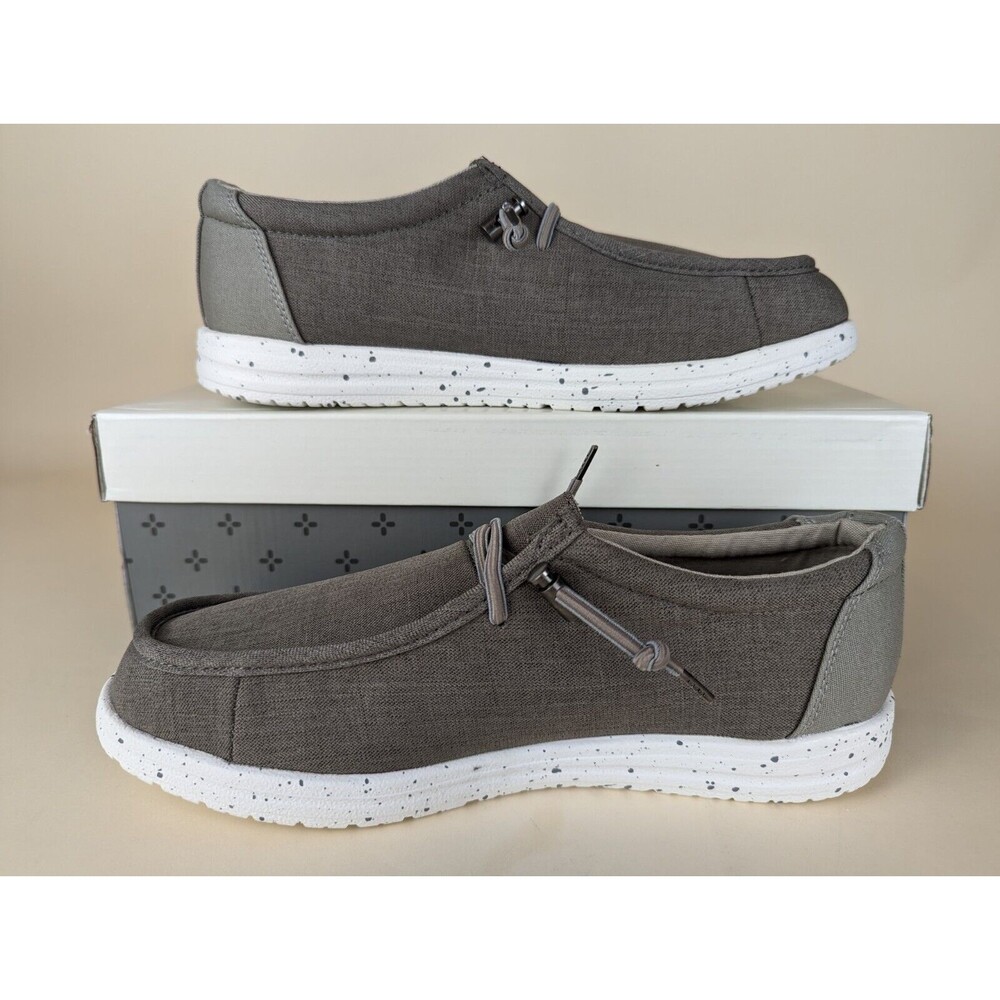 Sun Stone Brian Casual Slip On Shoes Mens 8 M Taupe Grey Canvas Comfort NWB